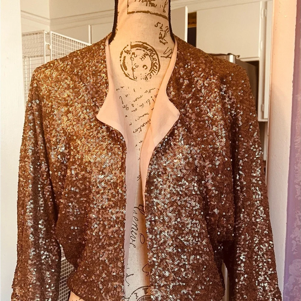 SZ S Sequin Line & Dot Rose Gold Jacket